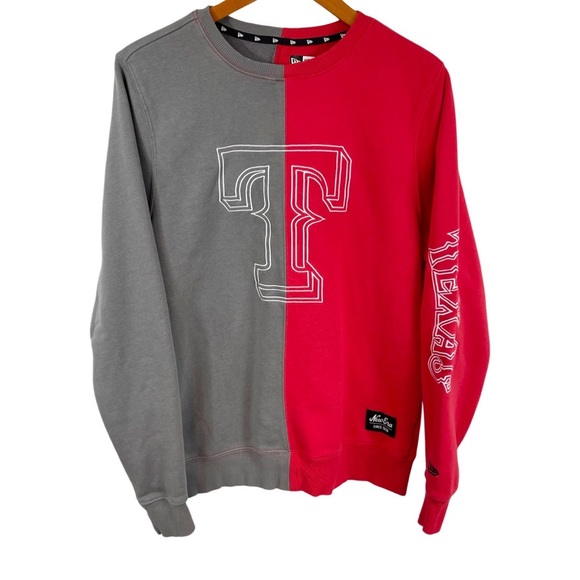 NEW ERA Women’s Color Block Texas Rangers French Terry Crew Neck Sweat Shirt M - Picture 1 of 9